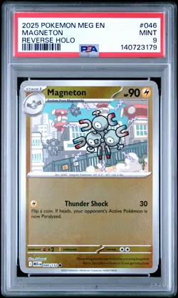 2025 POKEMON MEG EN-MEGA EVOLUTION REVERSE HOLO #046 MAGNETON PSA 9 - Image 1