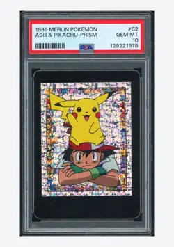 Pokemon PSA 10 Ash & Pikachu Prism 1999 #S2 Merlin Pokemon Japanese - Image 1