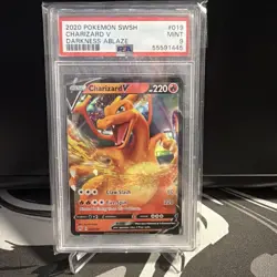 Pokemon TCG Charizard v SWSH Darkness Ablaze PSA 9 #19 Rare - Image 1