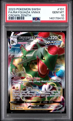 2023 POKEMON SWORD & SHIELD CROWN ZENITH #101 FULL ART/RAYQUAZA VMAX PSA 10 - Image 1