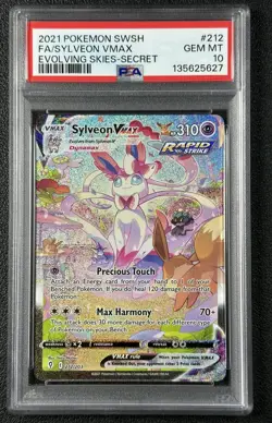 SYLVEON VMAX PSA 10 2021 POKEMON SWSH EVOLVING SKIES #212/203 FA FULL ART 627 - Image 1