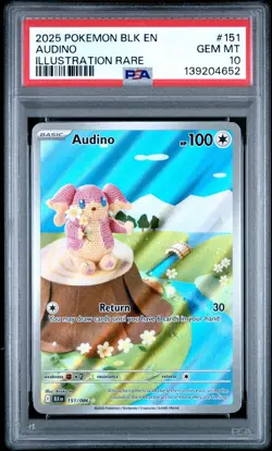 2025 Pokemon Black Bolt BLK En Audino Illustration Rare #151 PSA 10 Gem Mint - Image 1