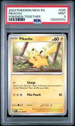 2023 POKEMON MEW EN-151 POKEMON TOGETHER #025 PIKACHU PSA 9 - Image 1