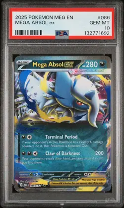2025 POKEMON MEG EN-MEGA EVOLUTION #086 MEGA ABSOL EX PSA 10 - Image 1
