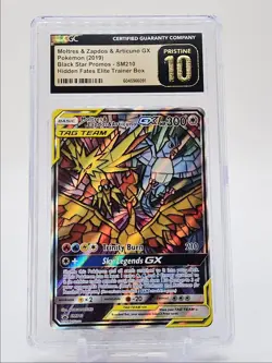 MOLTRES ZAPDOS ARTICUNO GX 2019 POKEMON HIDDEN FATES ETB B #SM210 CGC 10 Q0004 - Image 1