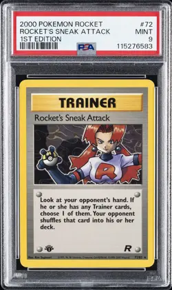 2000 POKEMON ROCKET 1ST EDITION #72 ROCKET'S SNEAK ATTACK PSA 9 - Image 1