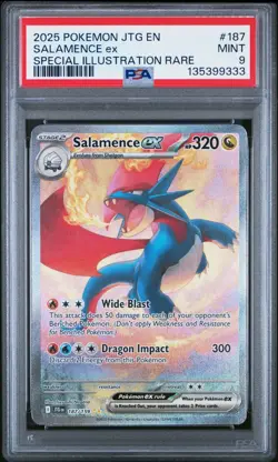 2025 Pokemon Journey JTG En Salamence Ex Special Illustration #187 PSA 9 MINT - Image 1