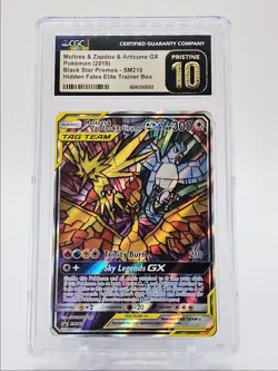 MOLTRES ZAPDOS ARTICUNO GX 2019 POKEMON HIDDEN FATES ETB A #SM210 CGC 10 Q0004 - Image 1