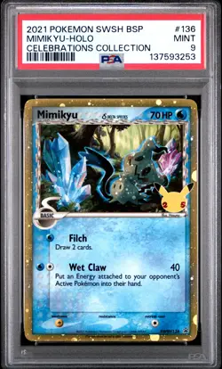 2021 POKEMON SWSH PROMO CELEBRATIONS COLLECTION #136 MIMIKYU-HOLO PSA 9 - Image 1