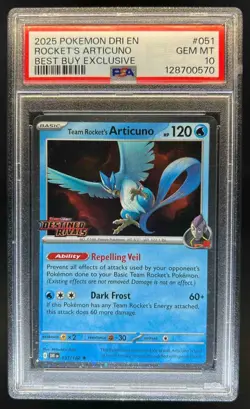2025 Pokemon Team Rocket's Articuno Promos Cosmos Holo #051/182 PSA 10 - Image 1