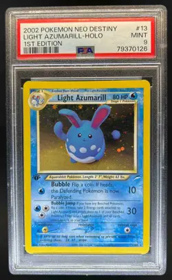 2002 Pokemon Neo Destiny 1st Edition Light Azumarill Holo #13/105 PSA 9 - Image 1