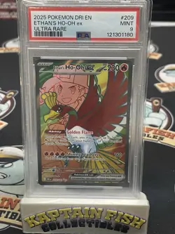 2025 Pokemon Destined Rivals Ethan’s Ho-Oh Ex #209/182 PSA 9 - Image 1