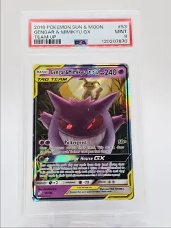 GENGAR & MIMIKYU GX 2019 POKEMON SUN & MOON TEAM UP RARE 53/181 PSA 9 Q0004 - Image 1
