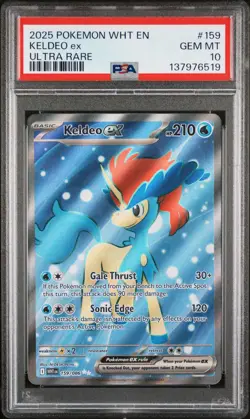 2025 POKEMON WHT EN-WHITE FLARE ULTRA RARE #159 KELDEO EX PSA 10 - Image 1