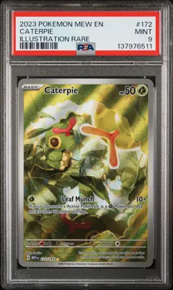 2023 POKEMON MEW EN-151 ILLUSTRATION RARE #172 CATERPIE PSA 9 - Image 1