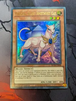Crystal Beast Amethyst Cat BLCR-EN048 Ultra Rare 1st Edition YuGiOh TCG Card - Image 1