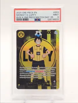 MONKEY D LUFFY 2025 ONE PIECE X BVB MATCH '25 LEADER #ST13-003 PSA 9 Q6095 - Image 1