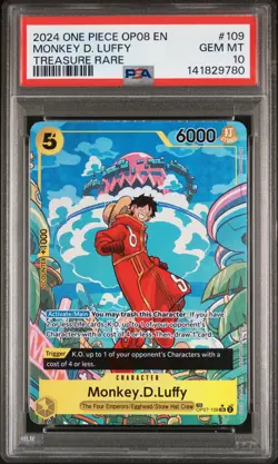2024 ONE PIECE OP08-TWO LEGENDS TREASURE RARE #109 MONKEY D. LUFFY PSA 10 - Image 1