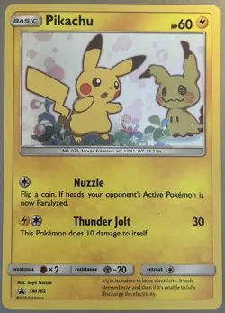 Pokemon Pikachu TCG Sun & Moon Black Star Promo SM162 Holo Card NM Condition - Image 1