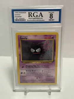 Pokemon Gastly Base Set 1999 50/102 RGA 8 NM MT Shadow Graded Card - Image 1