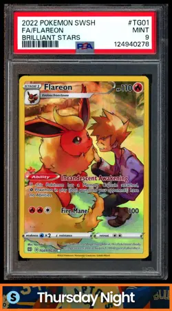 2022 POKEMON SWORD & SHIELD BRILLIANT STARS FLAREON FULL ART HOLO PSA 9 - Image 1