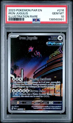 2023 POKEMON PAR EN-PARADOX RIFT ILLUSTRATION RARE #216 IRON JUGULIS PSA 10 - Image 1