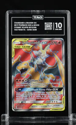 Pokemon Tag Team Charizard & Braixen GX 212/236 TAG 10 Cosmic Eclipse Sun & Moon - Image 1