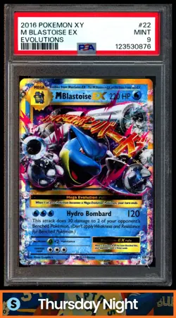 2016 POKEMON XY EVOLUTIONS #22/108 MEGA BLASTOISE EX HOLO PSA 9 - Image 1