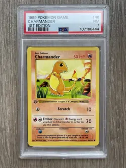 1999 POKEMON BASE SET 1ST EDITION #46 CHARMANDER PSA 7 - Image 1