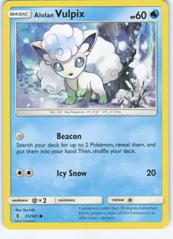 Alolan Vulpix 21/145 Common Regular SM - Guardians Rising LP Pokemon - Image 1