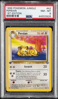 1999 POKEMON JUNGLE 1ST EDITION #42 PERSIAN PSA 8 - Image 1