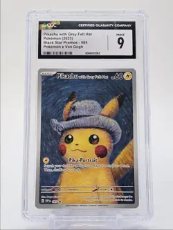 PIKACHU WITH GREY FELT HAT 2023 POKEMON X VAN GOGH C #085 CGC 9 Q0004 - Image 1
