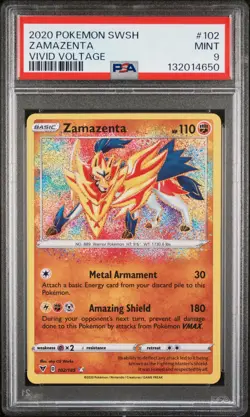 2020 POKEMON SWORD & SHIELD VIVID VOLTAGE #102 ZAMAZENTA PSA 9 - Image 1