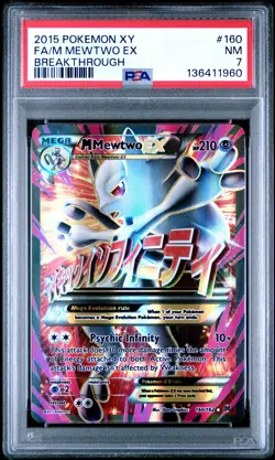 2015 POKEMON XY BREAKTHROUGH #160 FULL ART/M MEWTWO EX PSA 7 - Image 1