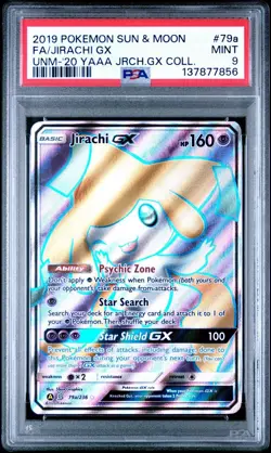2019 Pokemon S&M Unified Minds Black Star Promo Jirachi GX Full Art #79a PSA 9 - Image 1