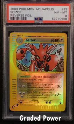 Aquapolis Reverse Holo Scizor PSA 8 REVERSE HOLO (0658) 32/147 Pokemon - Image 1
