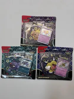 Pokemon TCG Paldean Fates Tech Sticker Collection Set Of 3 Factory Sealed - Image 1