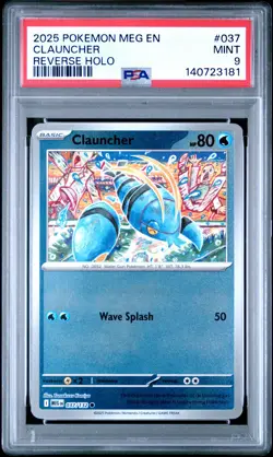 2025 POKEMON MEG EN-MEGA EVOLUTION REVERSE HOLO #037 CLAUNCHER PSA 9 - Image 1