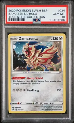 2020 POKEMON SWSH PROMO TRUE STEEL COLLECTION #034 ZAMAZENTA-HOLO PSA 10 - Image 1