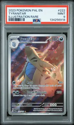 2023 POKEMON PAL EN-PALDEA EVOLVED ILLUSTRATION RARE #222 TYRANITAR PSA 9 - Image 1