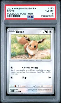 2023 POKEMON MEW EN-151 POKEMON TOGETHER #133 EEVEE PSA 8 - Image 1