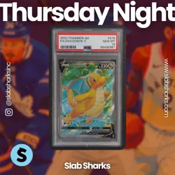 2022 POKEMON SWORD & SHIELD POKEMON GO #076/078 DRAGONITE V FULL ART PSA 10 - Image 1