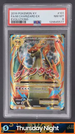2016 POKEMON XY EVOLUTIONS #101/108 MEGA CHARIZARD EX FULL ART PSA 8 - Image 1
