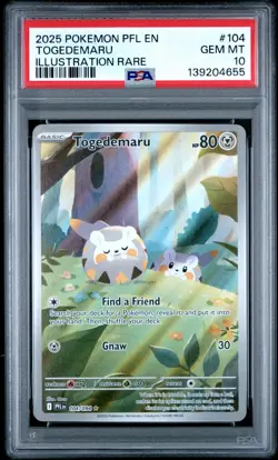 2025 Pokemon Paldean Fates PFL En Togedemaru Illustration Rare #104 PSA 10 Gem - Image 1