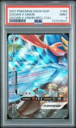 2021 POKEMON SWSH BLACK STAR PROMO #165 ZACIAN V-UNION PSA 9 - Image 1