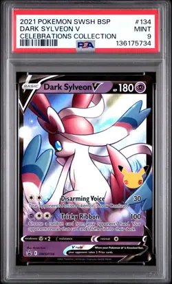 2021 POKEMON SWSH PROMO CELEBRATIONS COLLECTION #134 DARK SYLVEON V PSA 9 - Image 1