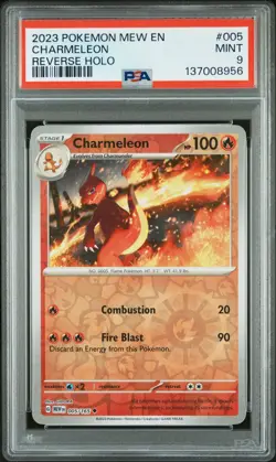 2023 POKEMON MEW EN-151 REVERSE HOLO #005 CHARMELEON PSA 9 - Image 1