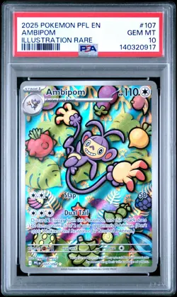 2025 POKEMON PFL EN-PHANTASMAL FLAMES ILLUSTRATION RARE #107 AMBIPOM PSA 10 - Image 1