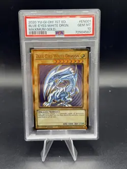 PSA 10 - 2020 Yugioh Blue Eyes White Dragon MAGO-EN001 Maximum Gold 1st Edition. - Image 1
