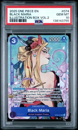 2025 ONE PIECE PROMOS ILLUSTRATION BOX VOL.2 #074 BLACK MARIA PSA 10 - Image 1